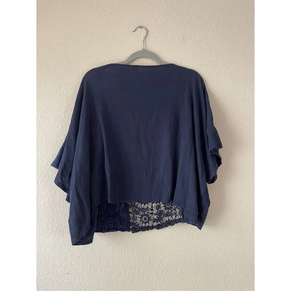 Anthropologie‎ patchwork crochet cropped oversize blouse size small